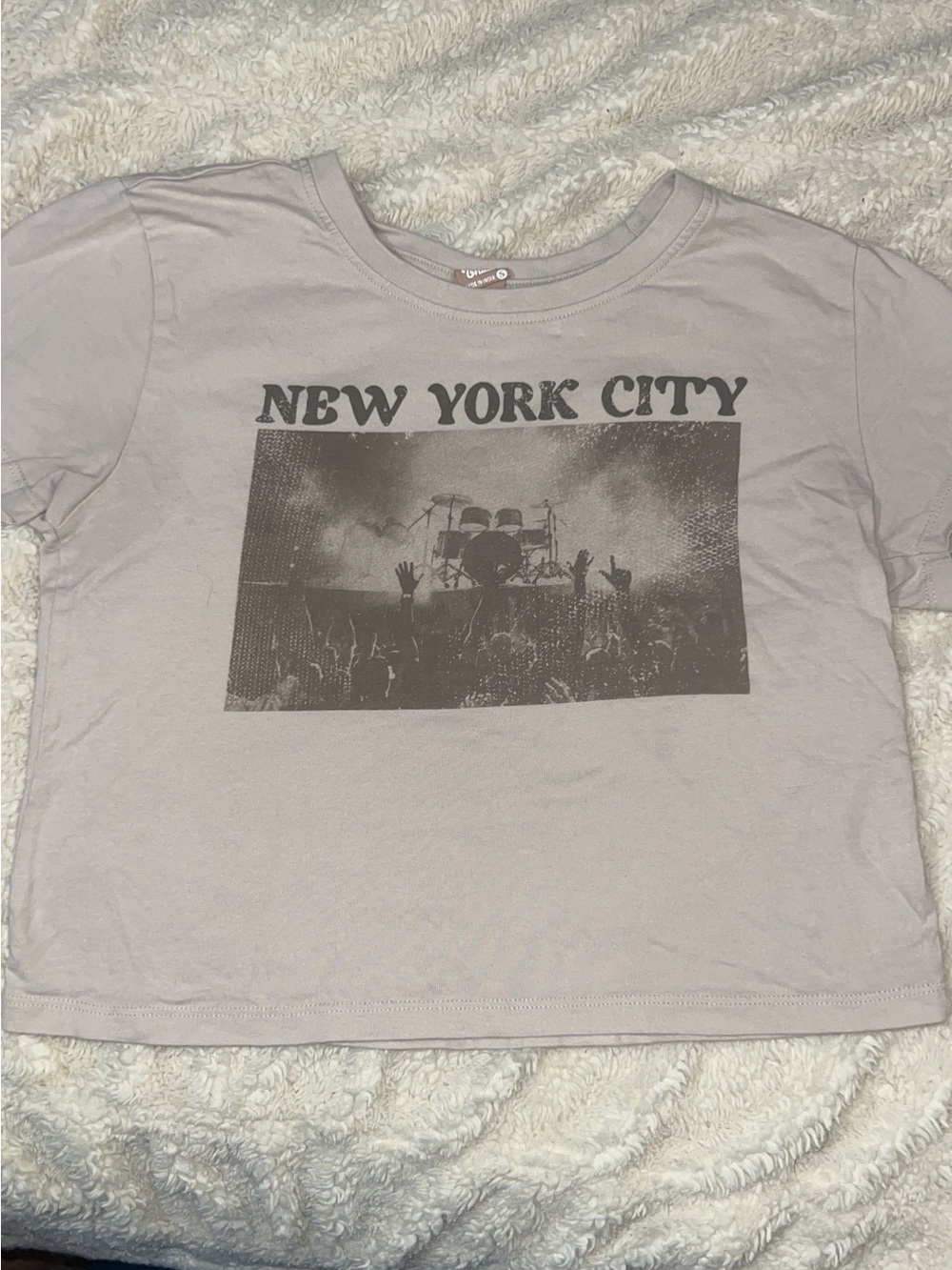 New York City Graphic cropped Tee - cream/brown